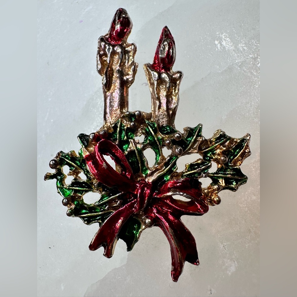 VINTAGE! Christmas Brooch, Vintage Brooch, CHRISTMAS 🕯️ CANDLE